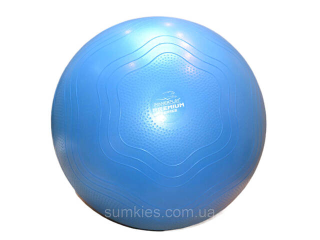 М'яч для фітнесу (фітбол) укріплений PowerPlay 4000 Ø65 cm Premium Gymball Anti-Burst Синій + помпа - Фото 2