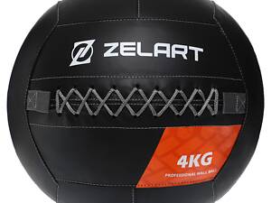 Мяч набивной медицинский для кроссфита WALL BALL Zelart Черный (вес 4 кг) TA-7822-4