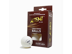 Мячики для настольного тенниса Atemi 1* 6 шт 40+ Белый