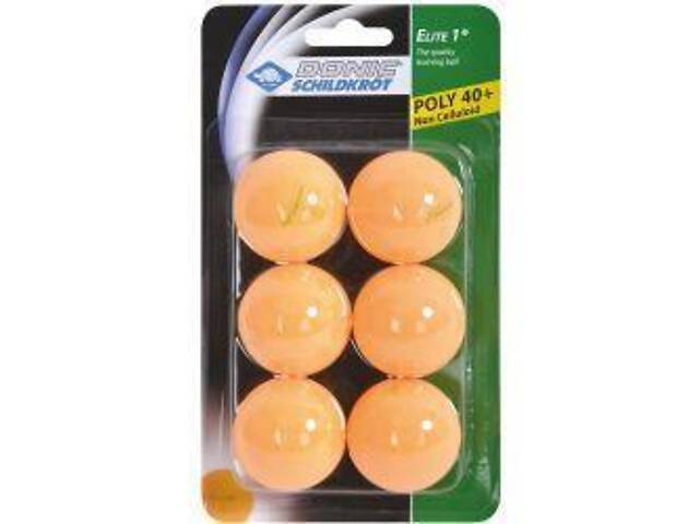 Мячки для настольного тенниса Donic Elite 1звезда 40+ (6шт.) plastic orange 608518 - Фото 1