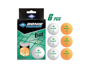 Мячи Donic Elite 1звезда 40+ plastic white 6 шт white+orange 608511