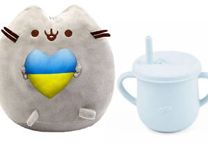 Мягкая игрушка Pusheen cat S&T с сердцем и Поильник-непроливайка Y5 силиконовый (n-10559)