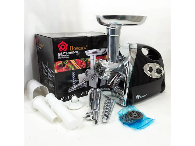 М'ясорубка електрична із соковижималкою Domotec MS-2019 2400 W. Колір: чорний - Фото 1