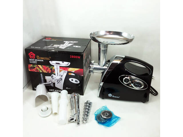 М'ясорубка електрична із соковижималкою Domotec MS-2019 2400 W. Колір: чорний - Фото 2