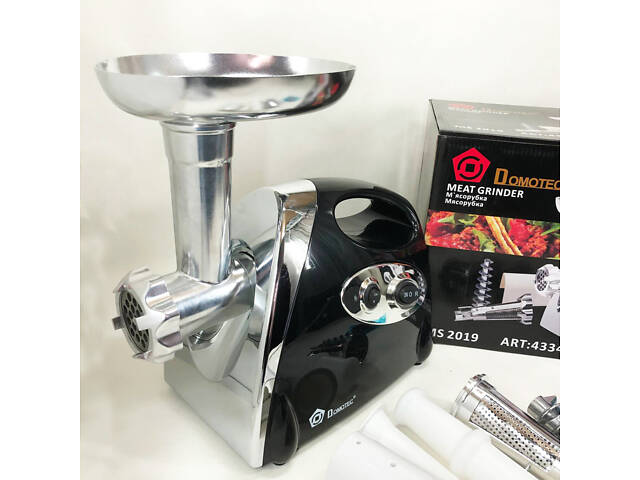 М'ясорубка електрична із соковижималкою Domotec MS-2019 2400 W. Колір: чорний - Фото 4