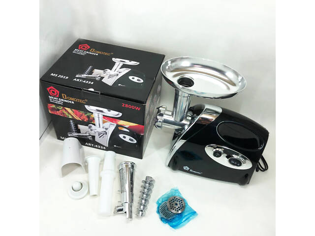 М'ясорубка електрична із соковижималкою Domotec MS-2019 2400 W. Колір: чорний - Фото 9