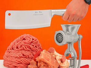 М'ясорубка ручна велика з насадкою для ковбас Харків RS-102 33 кг/год з тесаком для м'яса