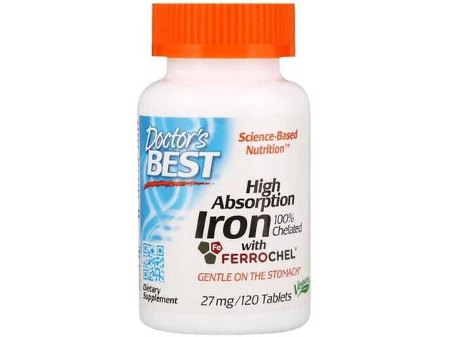 Мікроелемент Залізо Doctor's Best High Absorption Iron with Ferrochel 27 мг 120 табл DRB-00459 (000001106) - Фото 1