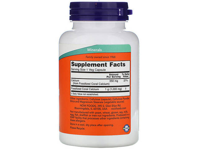 Мікроелемент Кальцій Now Foods Coral Calcium 1000 мг 100 Veg капсул NOW-01273 (000002930) - Фото 2