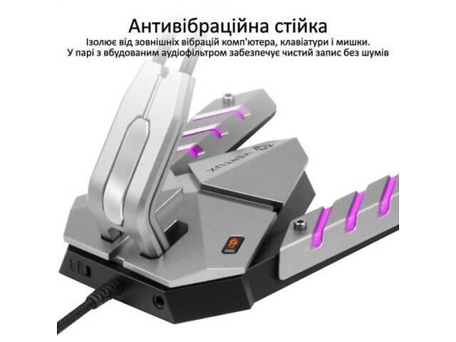 Мікрофон Vertux Streamer-3 LED USB Grey (streamer-3.grey) - Фото 2