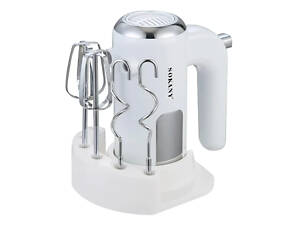 Миксер ручной 2 насадки венчики и крюки для теста белый Sokany SK-02025