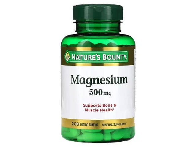 Мінерали Nature's Bounty Магній, 500 мг, Magnesium, 200 таблеток (NRT-53086) - Фото 1