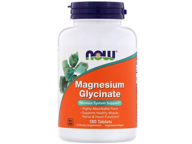Мінерали Now Foods Гліцинат Магнію, Magnesium Glycinate, 180 таблеток (NOW-01289) - Фото 1