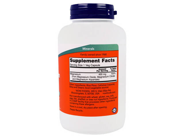 Мінерали Now Foods Магній 400мг, 180 гелевих капсул (NOW-01283) - Фото 2
