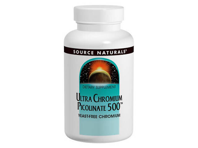 Мінерали Source Naturals Ультра Хром Піколінат 500 мкг, Ultra Chromium Picolinate, 60 таблеток (SN0515) - Фото 1