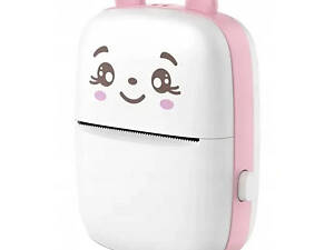 Мини принтер для печати фото с телефона Cat Ears 8499 White/Pink