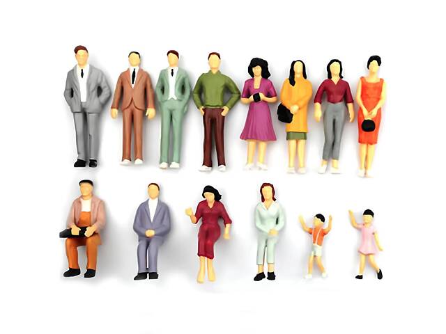 Мініатюрні фігурки людей для макетів та діорам. Фігурки людей у масштабі 1:75, 100 шт - Фото 1