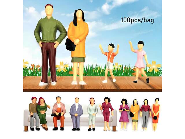 Мініатюрні фігурки людей для макетів та діорам. Фігурки людей у масштабі 1:75, 100 шт - Фото 4