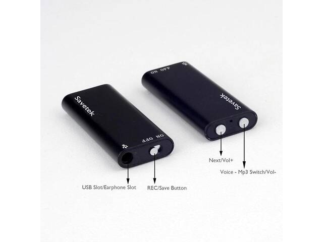 Мініатюрний диктофон Savetek 200 (GS-R01s), 8 Гб, Mp3, VOX, 8 годин запису (Товар з дефектом) - Фото 4