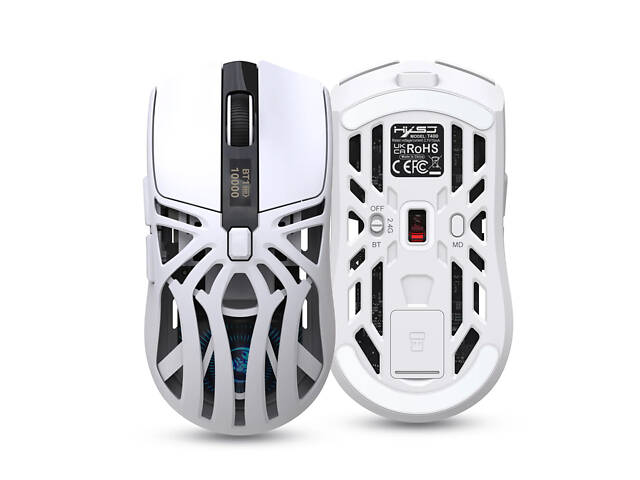 Мышь беспроводная HXSJ T400 с аккумулятором и подсветкой 2.4G Bluetooth Wired Белый - Фото 4