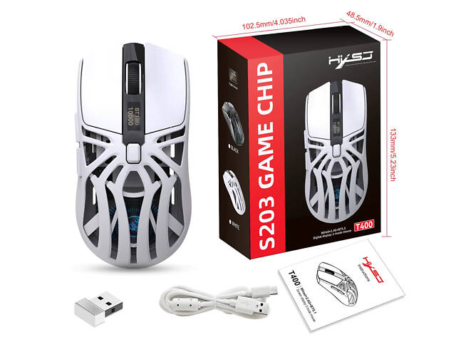 Мышь беспроводная HXSJ T400 с аккумулятором и подсветкой 2.4G Bluetooth Wired Белый - Фото 6