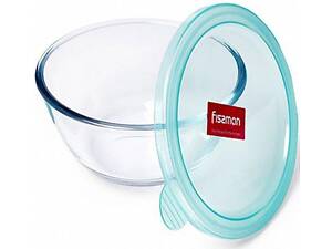 Миска Palenque стеклянная 800мл с крышкой диаметр 15х8см Fissman DP38548