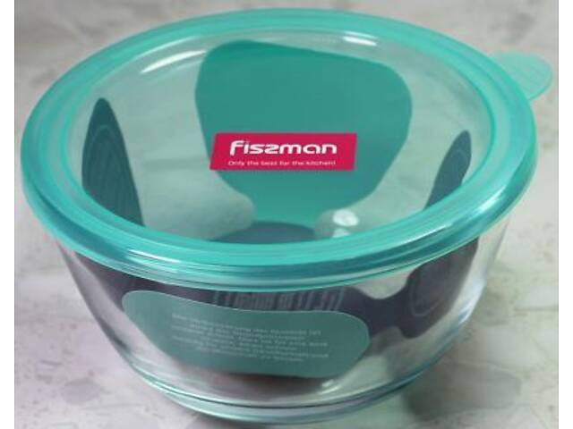 Миска Palenque скляна 800мл з кришкою діаметр 15х8см Fissman DP38548 - Фото 3