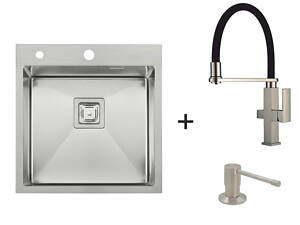 Мойка Top 56 Celldecor + Смеситель FKM 3120 Inox + Дозатор FASD 25 Inox 8213.401.0059.