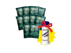 Набір: 10 сухих душів військових SHOWER PACK + Сушкар присипка для ніг та взуття в подарунок
