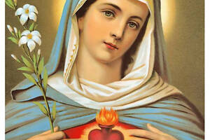 Набір алмазної вишивки 'Непорочне Серце Пресвятої Діви Марії' повна викладка ,мозаїка 5d, 40х30 см