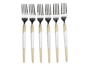 Набір десертних виделок 6 штук виделки десертні з нержавіючої сталі 15.5 см Срібло з золотом HP-20-40
