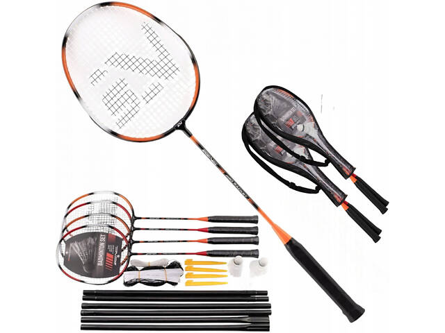 Набір для бадмінтону SportVida Pro 4 шт ракетки + 2 шт волани + сітка SV-SE0003 - Фото 5