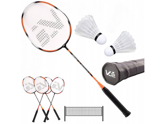 Набір для бадмінтону SportVida Pro 4 шт ракетки + 2 шт волани + сітка SV-SE0003 - Фото 6
