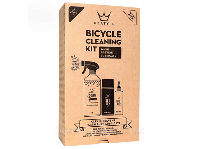 Набір для мийки Peaty's Cleaning Gift Pack, шампунь 1L / Спрей PT17 400ml/змащення ланцюга 120ml, All-Weather, - Фото 2