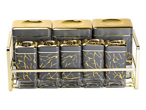 Набір для приправ та спецій на підставці 8 штук з кришками Сірий HP-1366