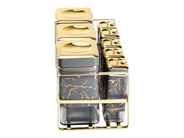 Набір для приправ та спецій на підставці 8 штук з кришками Сірий HP-1366 - Фото 4