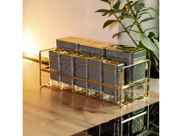 Набір для приправ та спецій на підставці 8 штук з кришками Сірий HP-1366 - Фото 7