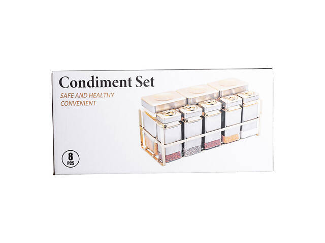 Набір для приправ та спецій на підставці 8 штук з кришками Сірий HP-1366 - Фото 5