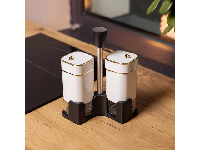 Набір для спецій на підставці 2 баночки для солі та перцю по 120 мл Білий HP-1311 - Фото 5