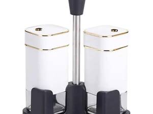 Набір для спецій на підставці 2 баночки для солі та перцю по 120 мл Білий HP-1311