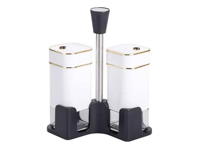 Набір для спецій на підставці 2 баночки для солі та перцю по 120 мл Білий HP-1311 - Фото 1