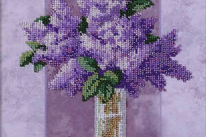 Набір для вишивання бісером 'Бузок' квіти декор букет сад ваза часткова викладка 22x28 см
