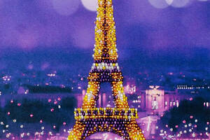 Набор для вышивки бисером 'Эйфелева башня' пейзаж, париж весной Город влюбленных частичная выкладка, 20х36 см