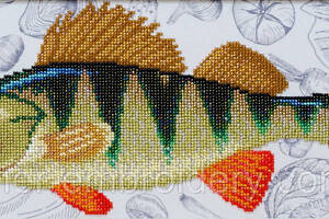 Набір для вишивання бісером 'Окунь' Ранкова риболовля на містку очерету птиці часткова викладка 36.5х15.5 см