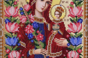 Набор для вышивки бисером икона 'Неувядающий цвет' частичная выкладка, религия, заготовка, Чехия, 21x30 см