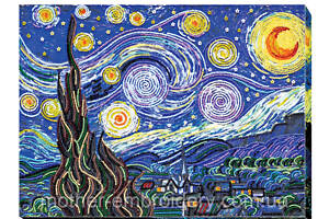 Набор для вышивки бисером на натуральном холсте Ван Гог 'Звездная ночь' абстрактная частичная вышивка 30x40 см