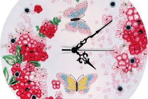 Набор для вышивки бисером 'Часы' букет, цветы, винтажный, частичная выкладка, 30х30 см ТН-0872