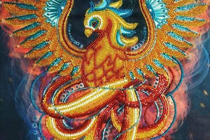 Набір для вишивки бісером 'Фенікс-Вогняний птах' вогонь, змія, часткова викладка, Чехія, 32х42 см
