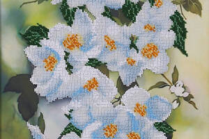 Набор для вышивки бисером 'Жасмин' букет, цветы, небо, пейзаж, сад, частичная выкладка, 29х44 см