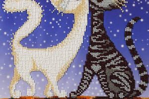 Набор для вышивки бисером 'Ночные серенады' кошка, кот, ночь, Звезды, луна частичная выкладка, 22x26 см